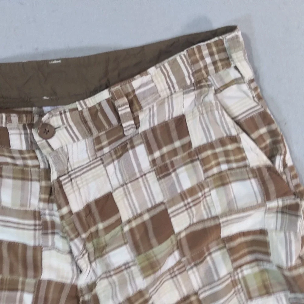 Arizona Jean Co Shorts men's 38 x 12 Bermuda Patchwork plaid Brown cotton preppy